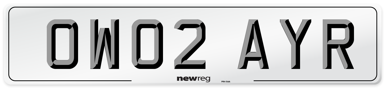OW02 AYR Number Plate from New Reg